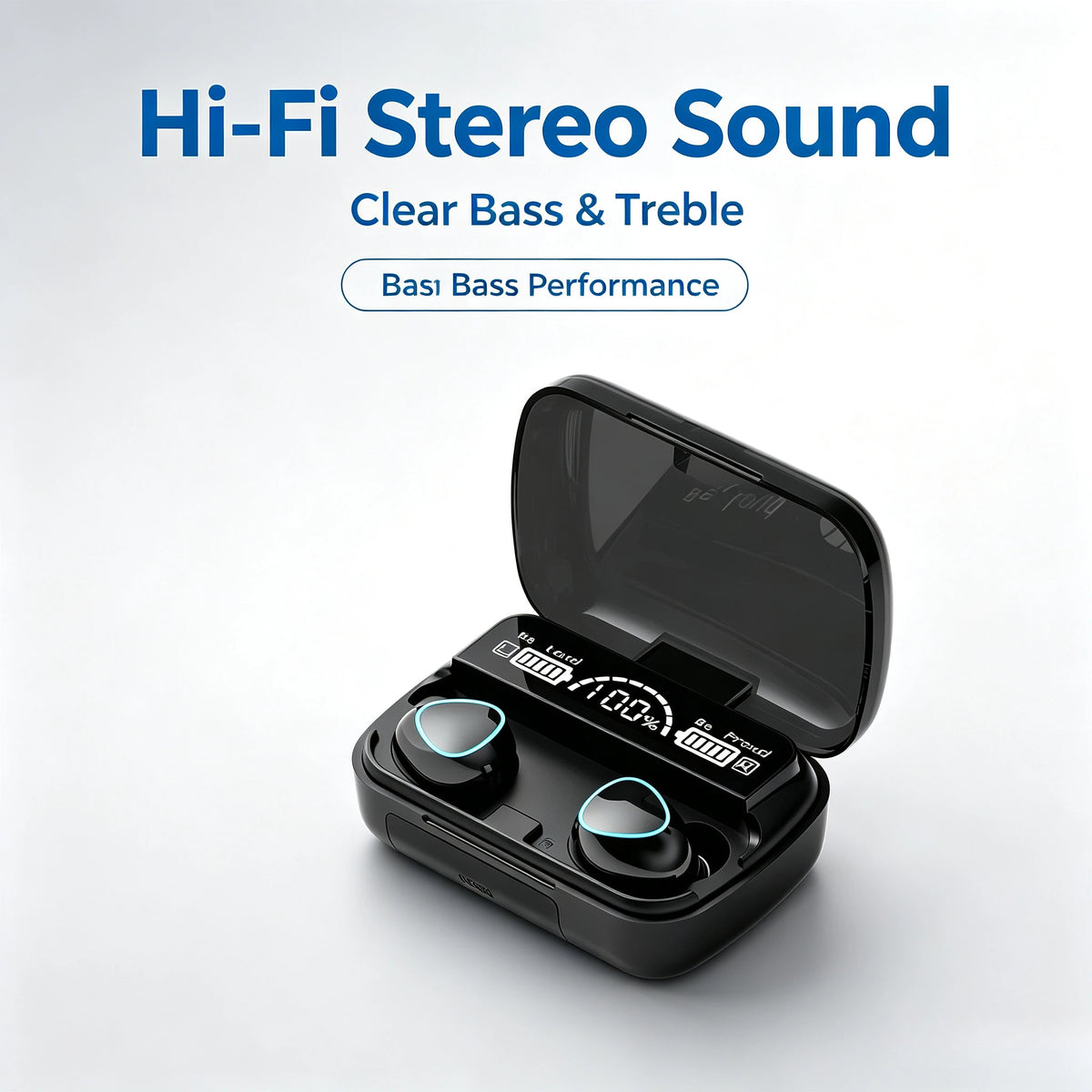 9D Stereo Surround Sound Bluetooth Earphones Sports In-Ear Wireless Headphones Featuring LED Digital Battery Display