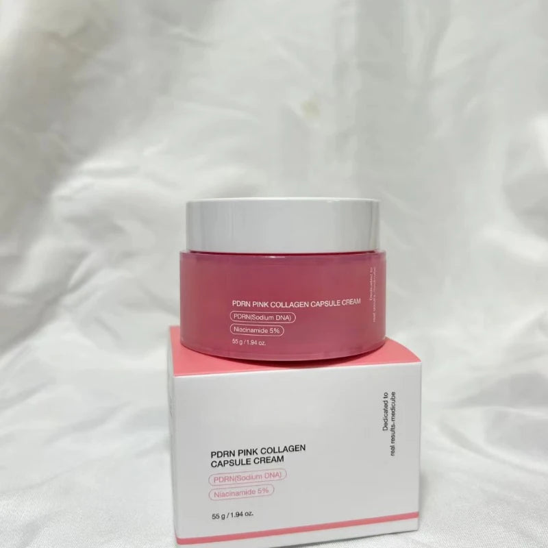 Korean Pink Collagen PDRN Capsule Cream with Niacinamide Cream for Uneven Skin Tone Lightweight Face Moisturizer Non Greasy Care