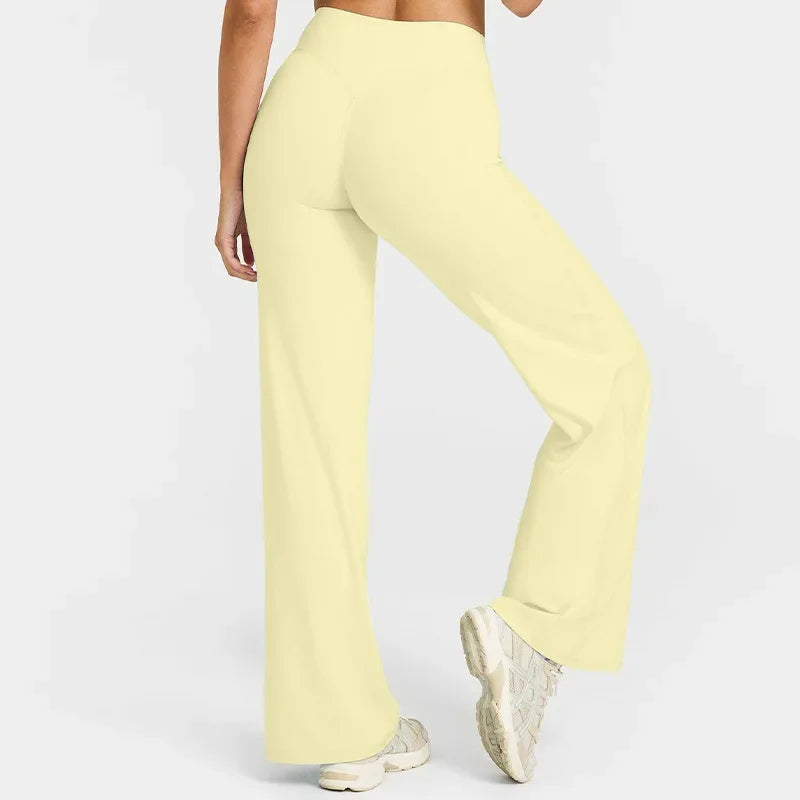 Sport Trousers Straight-Leg Pants Ultra Soft Butter Fabric Women's Mid-Waist Yoga Pants GYM Naked Feel Pilates Running