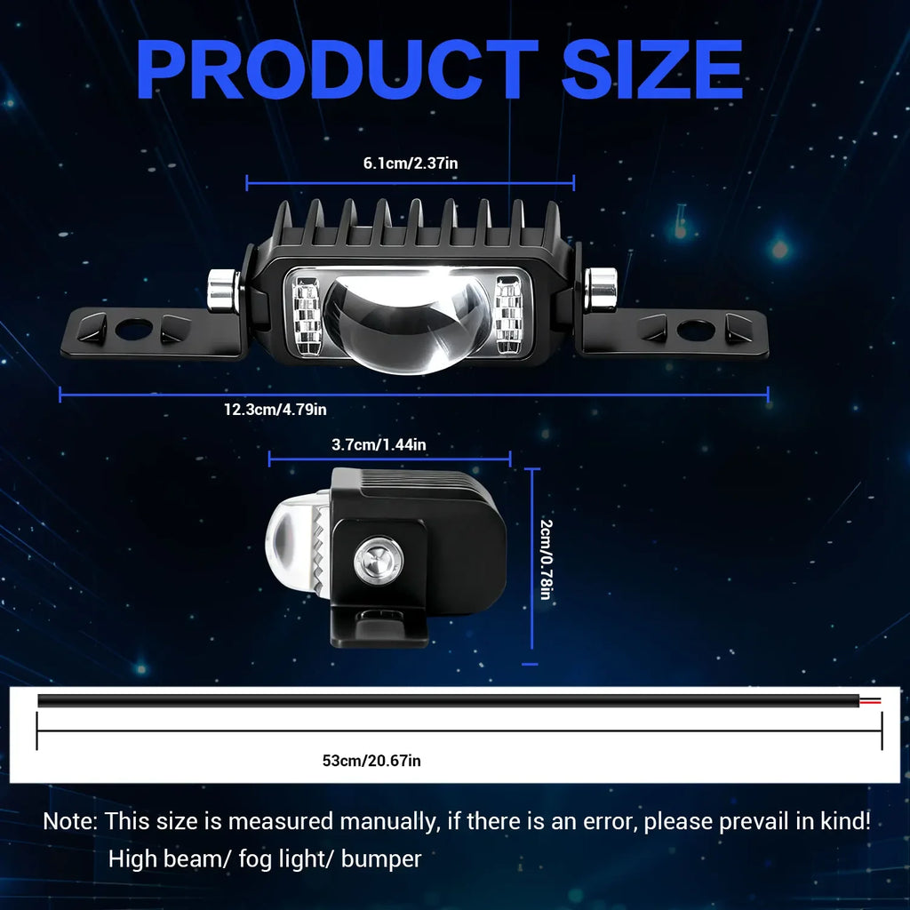 2/4 LED Motorcyle Car Grille Spotlight Projector Len Light  Driving Light, Truck Off-road Vehicle High Brightness  Driving Light