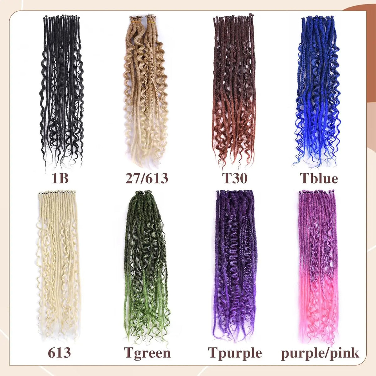 24 Inch Synthetic 8 Strands/Lot SE Dreadlocs Braids Hair Extensions, 3 In 1 Mixed Hippie Style Single End Dreadslocks for Women