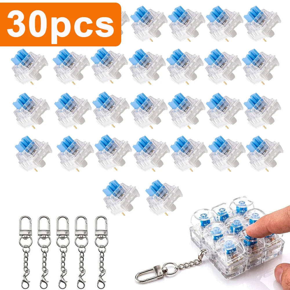 50PCS 3-Pin MX Style Mechanical Keyboard Switches Clicky Keyboard Clickers for 3D Printed Fidget Toys DIY Projects with 10 Keych
