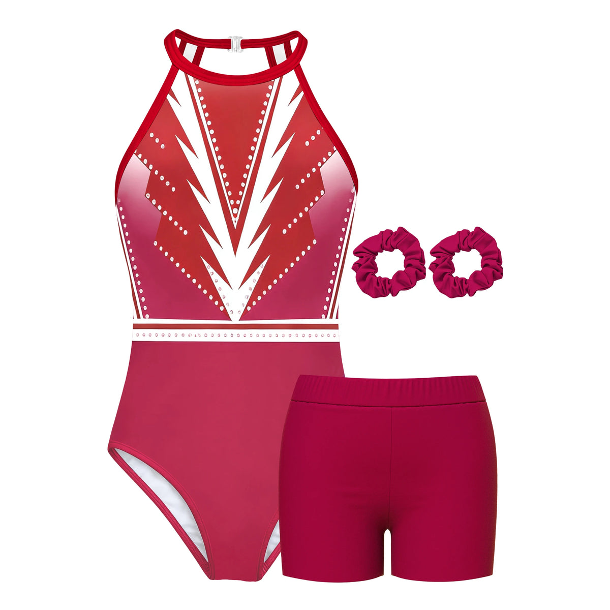 Gymnastics Leotard for Girls Athletic Gymnastics Unitard Halter Neck Biketard Tumbling Activewear for Kids No Diamond