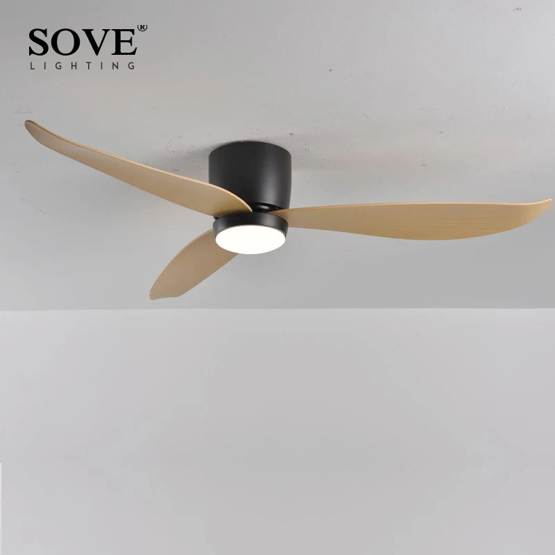 SOVE Modern Led Ceiling Fan Kitchen Living Room Dining Room Household High Air Volume Remote Control Pendant Light