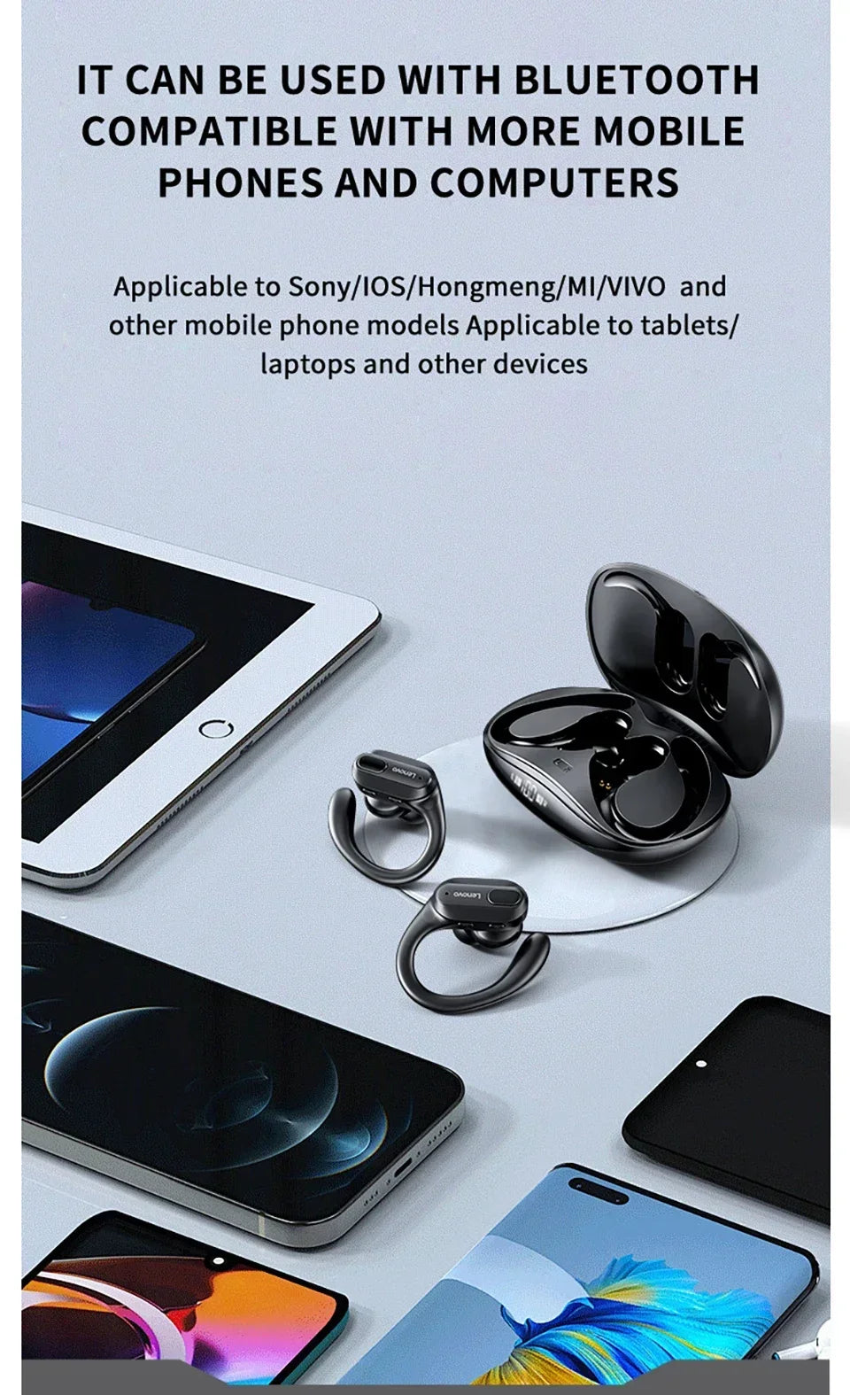 Lenovo ThinkPlus Earphone XT80 Wireless Bluetooth Sport Noise Reduction Earbuds HiFi Stereo Game Music Headphones Long Standby