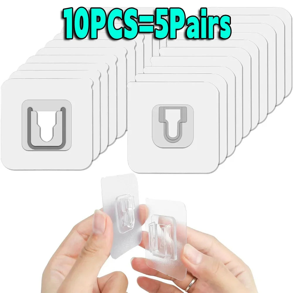 Double-Sided Adhesive Wall Hooks Hanger Strong Transparent Suction Cup Sucker Hooks Kitchen Bathroom Storage Plug Socket 2030