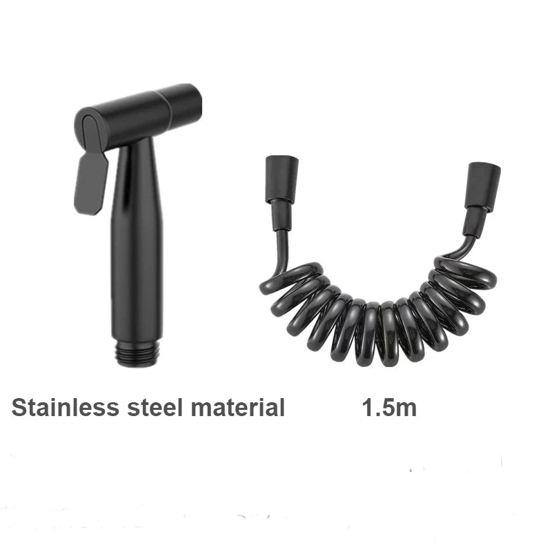 Black Toilet Bidet Faucet Handheld Sprayer Stainless Steel Bathroom Hand Bidet Sprayer Set Hose Toilet Self Cleaning Shower Head