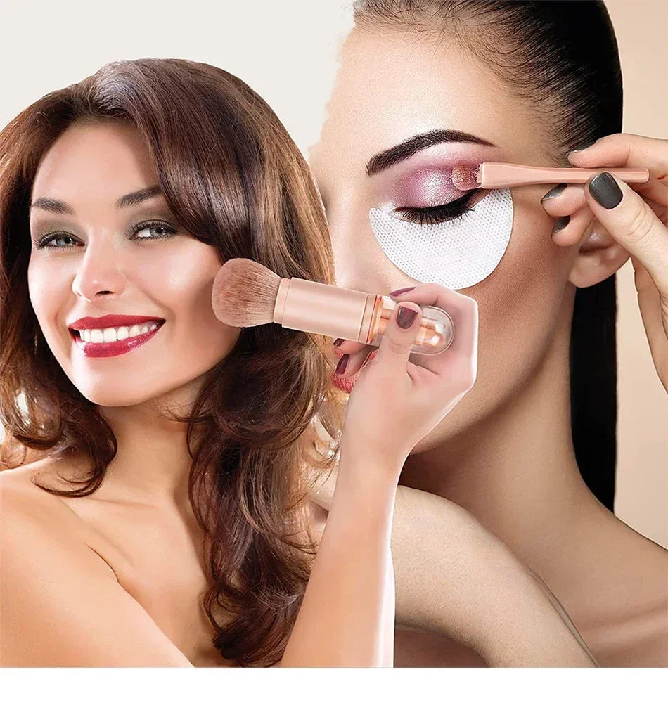 4 In 1 Retractable Makeup Brushes Set Soft Bristles Kabuki Foundation Eye Makeup Brush Portable Travel Cosmetic Touch Up Brush K