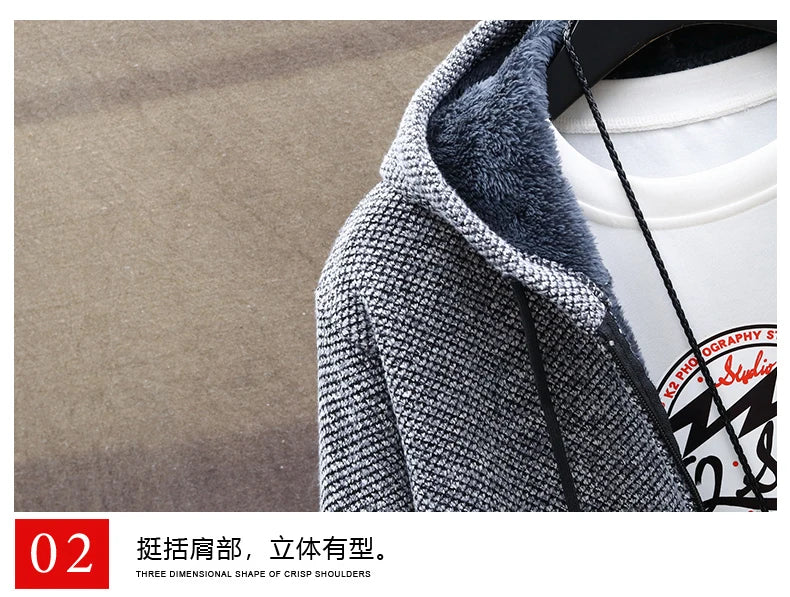 Autumn and Winter men's wool jacket new jacket plush thickened classic vintage cardigan Hoodie casual loose tops