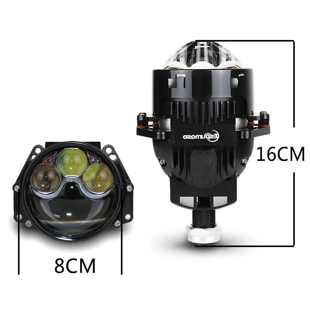 Car Led Light Bulbs 3 inch Dual Hyperboloid Bi-LED Projector Lenses Bi Lens LED Headlight Kits For Hella 3R H4 H7 9005 9006