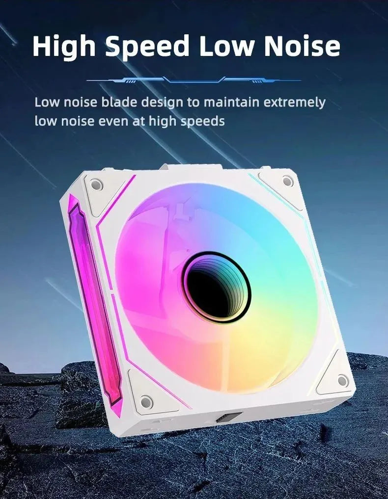 LDPCSJ DL-1 120mm Magic Cableless Daisy Chain PC Case Fan 4PIN PWM 800-2000RPM Hydro Dynamic Bearing Silent Cooling Fan 5V 3Pin Addressable ARGB Light Sync Radiator Fan for Gaming Desktop CPU Liquid Water Cooling Custom PC Mo