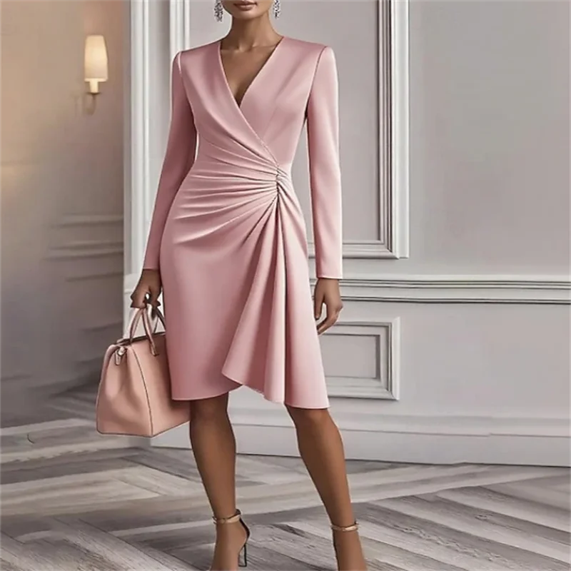 White Dress Women's Midi Party Satin  Sheath Mother of the  Dress Elegant Modern Party Special Occasion Evening Party Regular