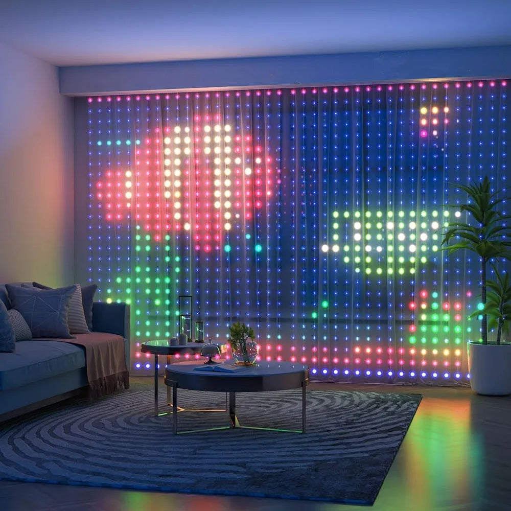 Smart LED Curtain Lights LED Fairy Lights App Control Music Sync DIY Pattern Waterproof for Indoor Outdoor Party Decor