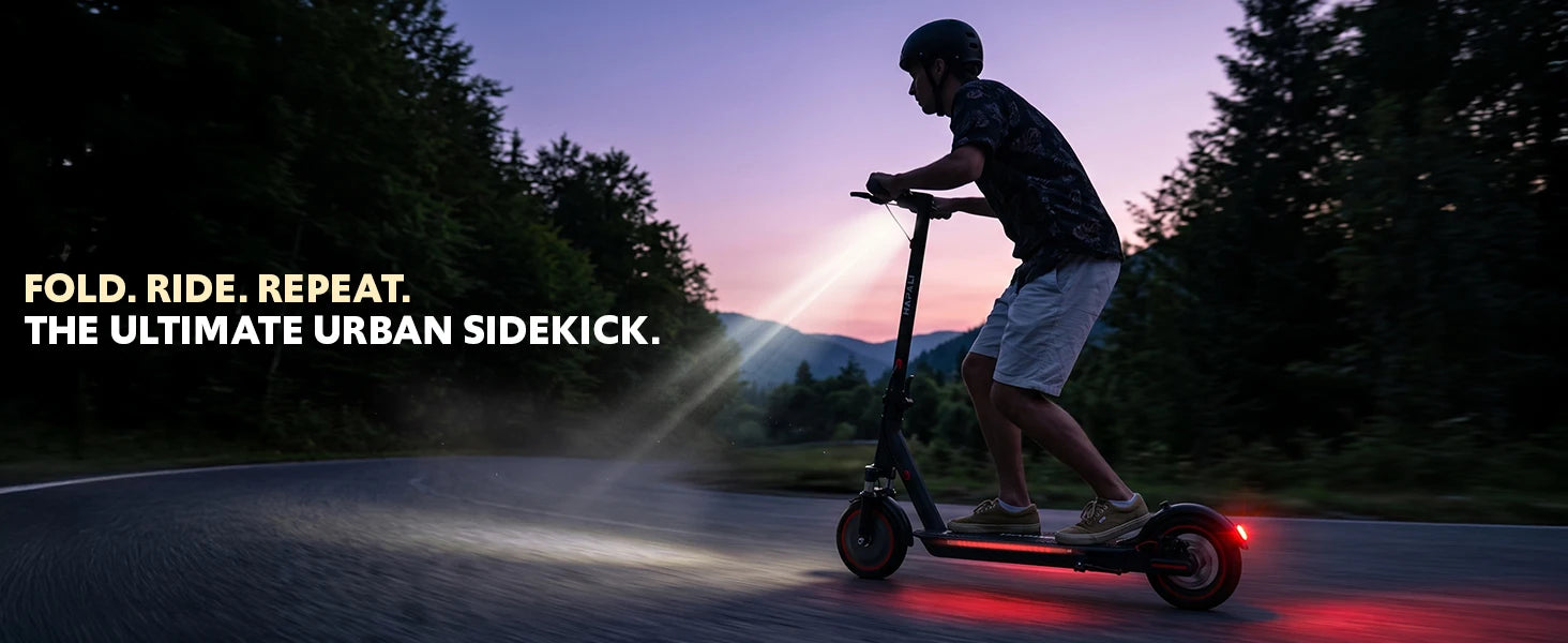 Electric Scooter Adults, Foldable E-Scooter with Front Suspension & Front/Rear Turn Signal Lights, 10" Large Honeycomb Solid Tires, 550W Motor, 36V 10.5AH Battery, Up to 20 Miles Range & 22 MPH