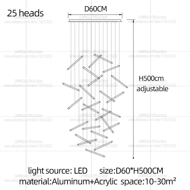 Modern Chandelier Luster Lights For Stair Hall Dining Living Room Duplex Building Indoor Lighting Fixture Staircase Chandelier