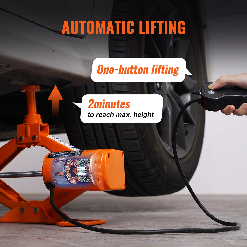 SucceBuy 3T Electric Car Jack Scissor Jack with Electric Impact Wrench 12V Car Jack with Double Saddle for SUV Truck Tire Change