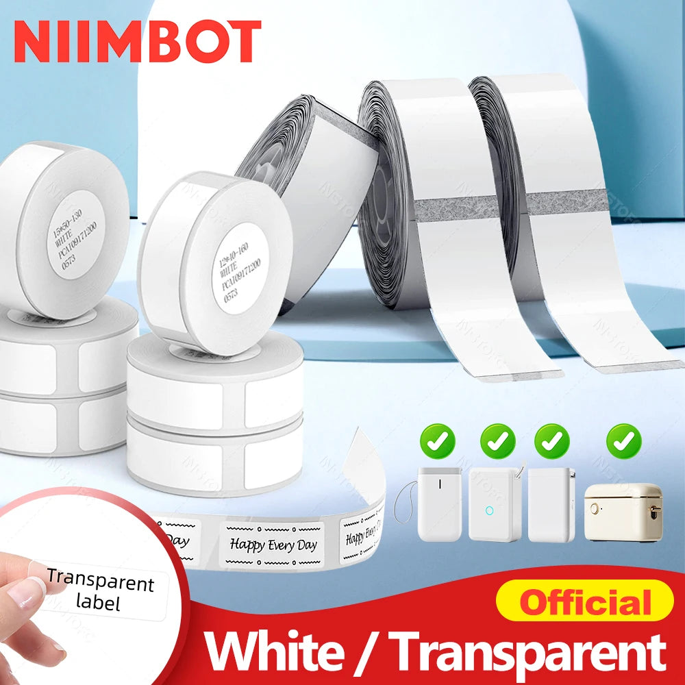 Niimbot Transparents Clear Pure White Thermal Label Sticker Paper Roll Self-Adhesive Barcode Price Name Printing for D11 D110