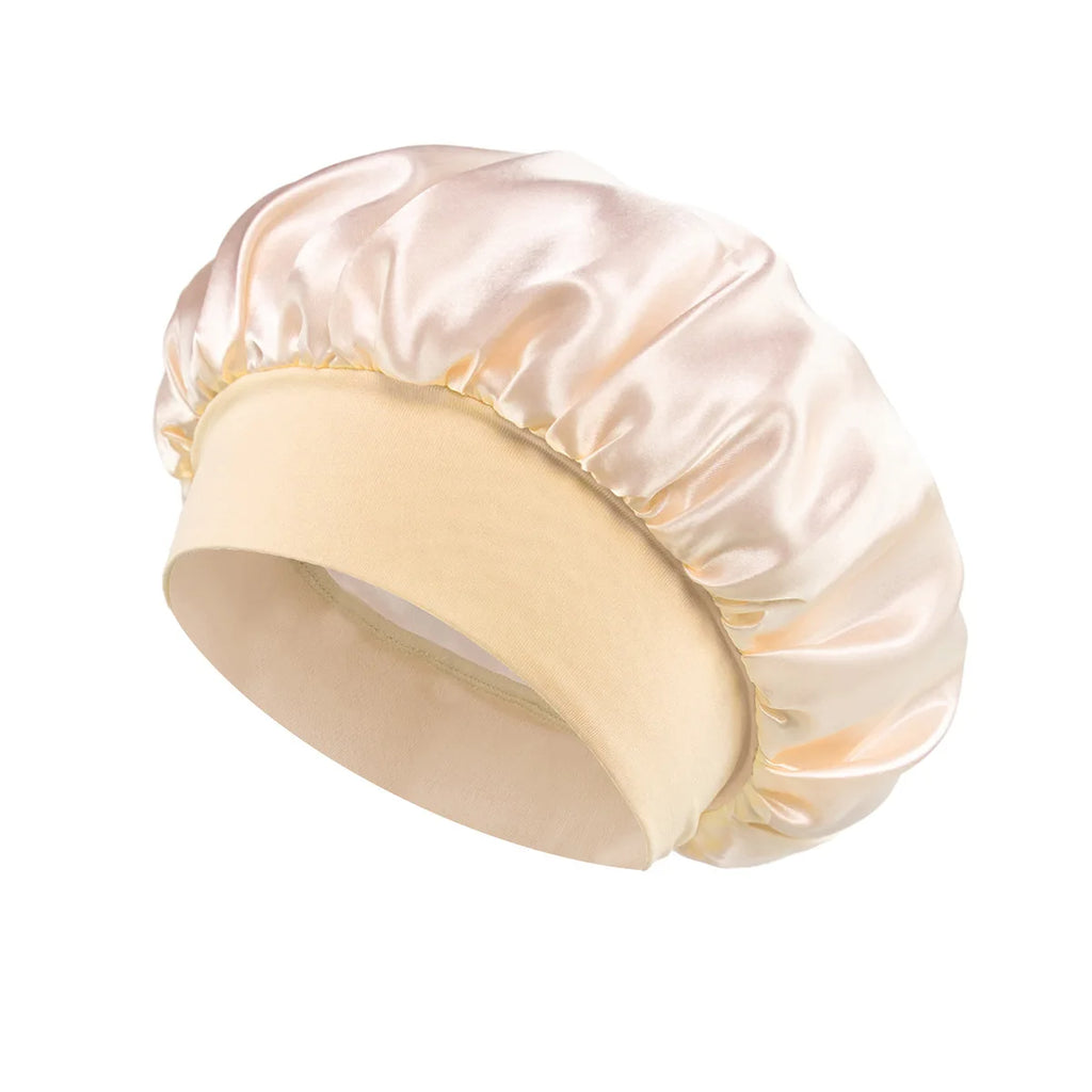 1pcs Soft Silk Satin Lined Bonnet Large Satin Hair Bonnet Household Sleep Shower Cap Hair Wrap Cover for Long Hair Salon Tool