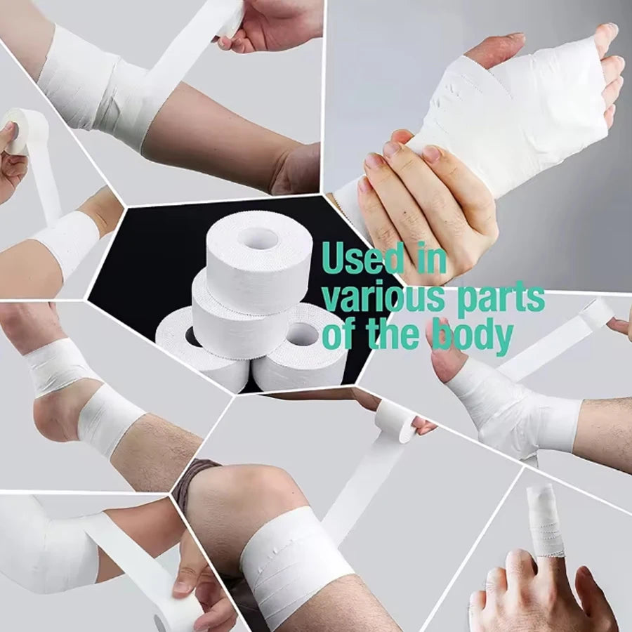 4 Rolls Athletic Tape Cotton Medical Sports Tape Latex Free Easy Tear No Scissors for Physical Therapy ﻿