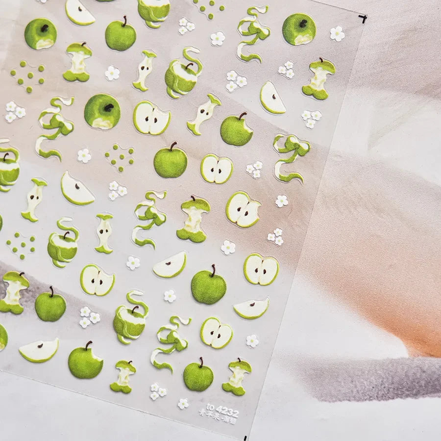 Sweet Summer Delicious Watermelon Ice Cream 5D Nail Art Sticker Elegant Bowknot Cool Ice Square Jelly Nail Decals for Manicure