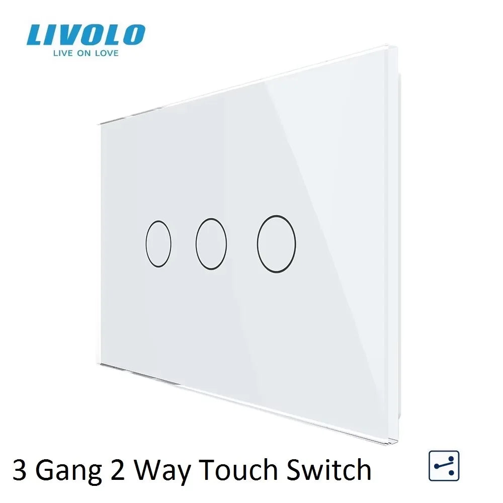 Livolo US/AU Standard Wall Touch Switch Crystal Glass Panel Touch Control Light Switch AC 110~250V/50~60Hz