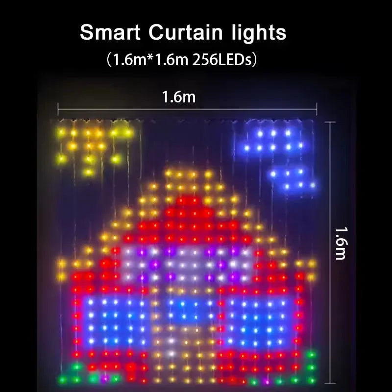 Smart LED Curtain Lights, 400 LEDs RGB+IC Color Changing Wall Lights, 9.84x9.84ft Indoor Dynamic DIY Pattern LED String Lights