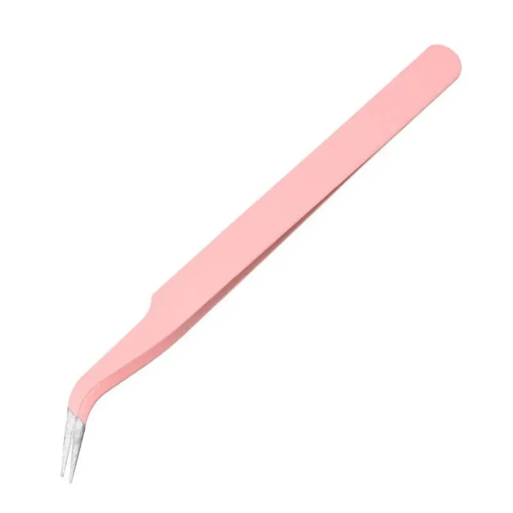 Stainless Steel Straight Curved Eyelash Tweezers False Lash Application Clip for Eyelid Tape Nail Rhinestone Picker Makeup Tool