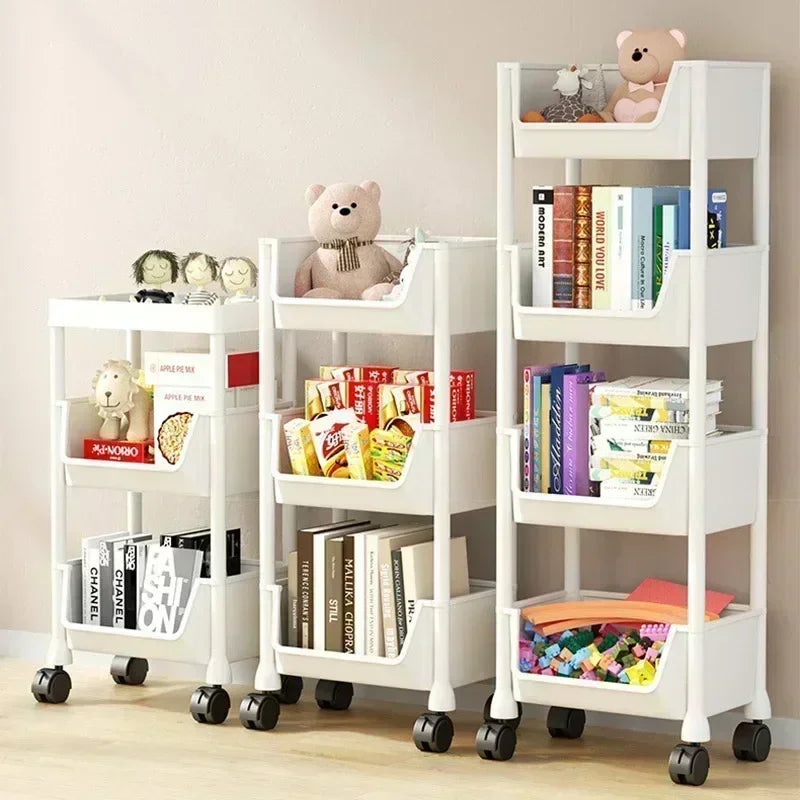 Trolley Bookshelf Kitchen Storage Rack Kitchen Corner Narrow Slit Storage Living Room Cabinet Bathroom Home Organizer Gifts