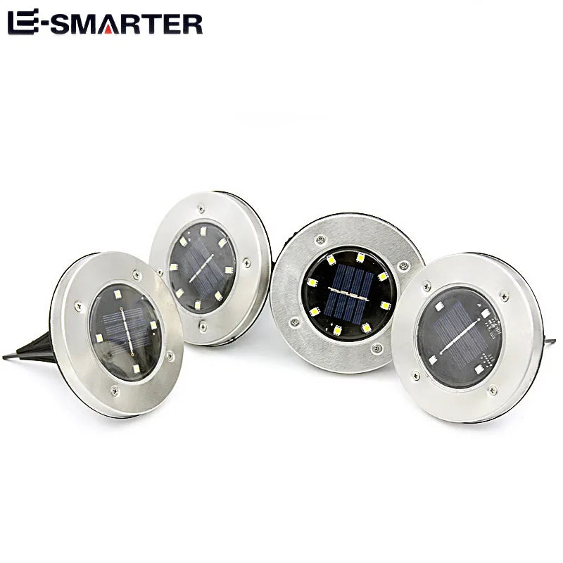 4/8LED Solar Underground Light Solar Power Disk Lamp Waterproof Outdoor Spotlight Buried Deck Light Lawn Garden Decoration