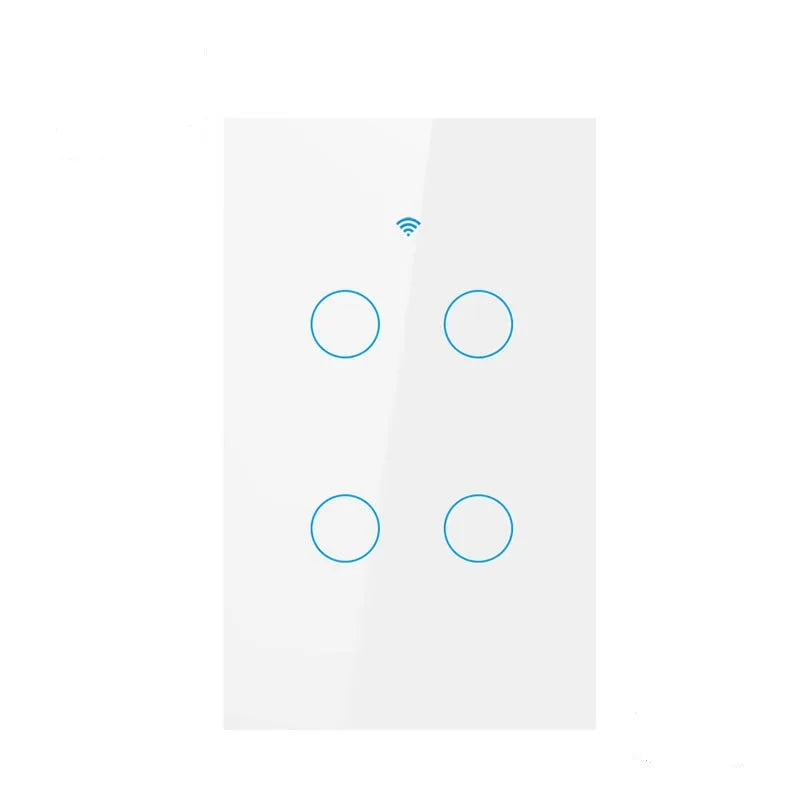 Smart Wifi Touch Switch Neutral Wire/No Neutral Wire Required US 1/2/3/4 Gang Light Switch Works with Tuya Smart Life App