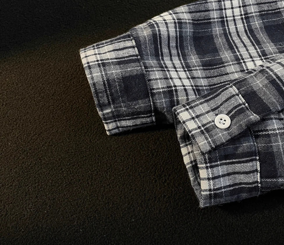 New 2026 Autumn and Winter Plus Velvet Thick Warm Plaid Shirt Men's Long Sleeved Japanese Retro Trend Loose Casual Shirt Jacket