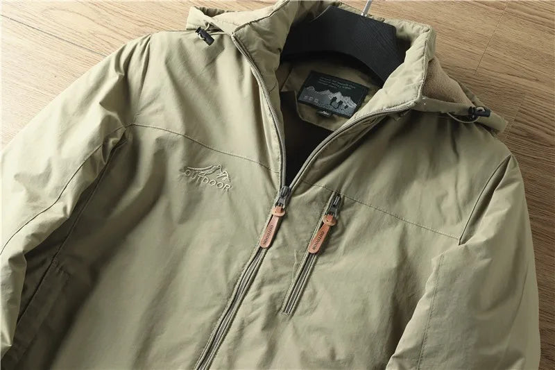 For autumn and winter, men's casual, detachable, hooded, windbreaker, loose and warm jacket