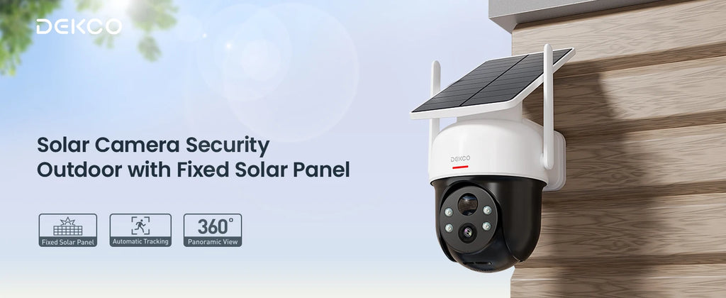 Dekco 3MP 100% Wire-Free Solar WiFi Camera 5000mAh Battery Two-way Audio Security Camera Wireless Solar Panel PTZ CCTV Camera