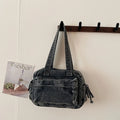 Trendy Vintage Denim Top Handle Bag Women Fashion Spring Shoulder Bag Casual Comfortable and Versatile Texture Storage Bag