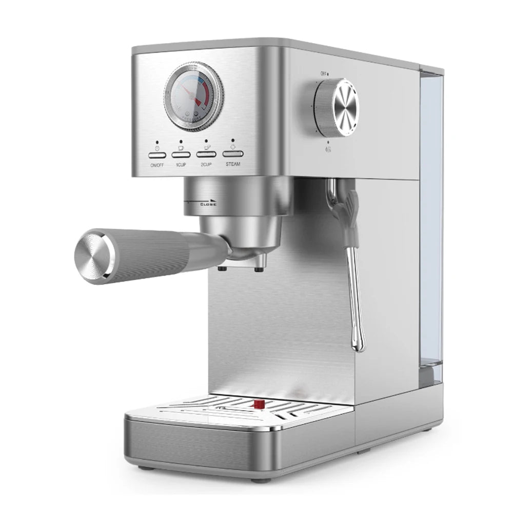 20 Bar Espresso Machine Stainless Steel With Steam Milk Frother Compact Home Barista Coffee Maker For Latte Cappuccino Moka