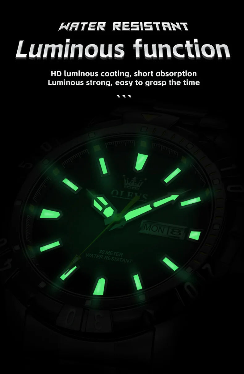 OLEVS 5560 Luxury Brand Man Quartz Watch Waterproof Stainless Steel Strap Watches for Men Dual Calendar Business Men Wristwatch