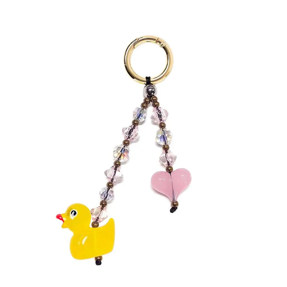 Y2k Love Bead Hanging Chain Bag Charm Women Accesories Red Love Heart Bags Charms Colorful Beads Chain Fashion Lady Jewelry