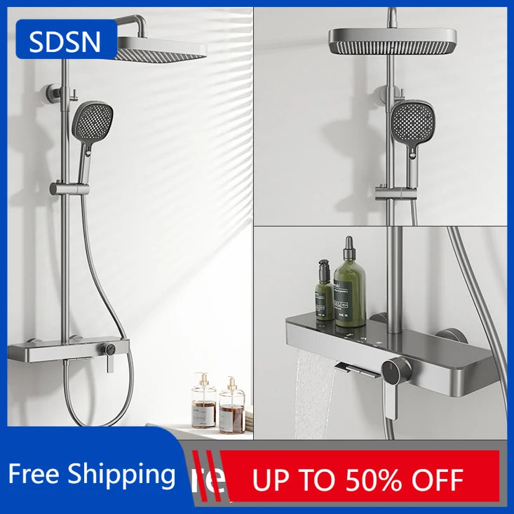 Newly Hot Cold Piano Bathroom Shower Set Quality Brass Bathroom Faucet Accessories Rain Shower Head Piano Bath Shower System