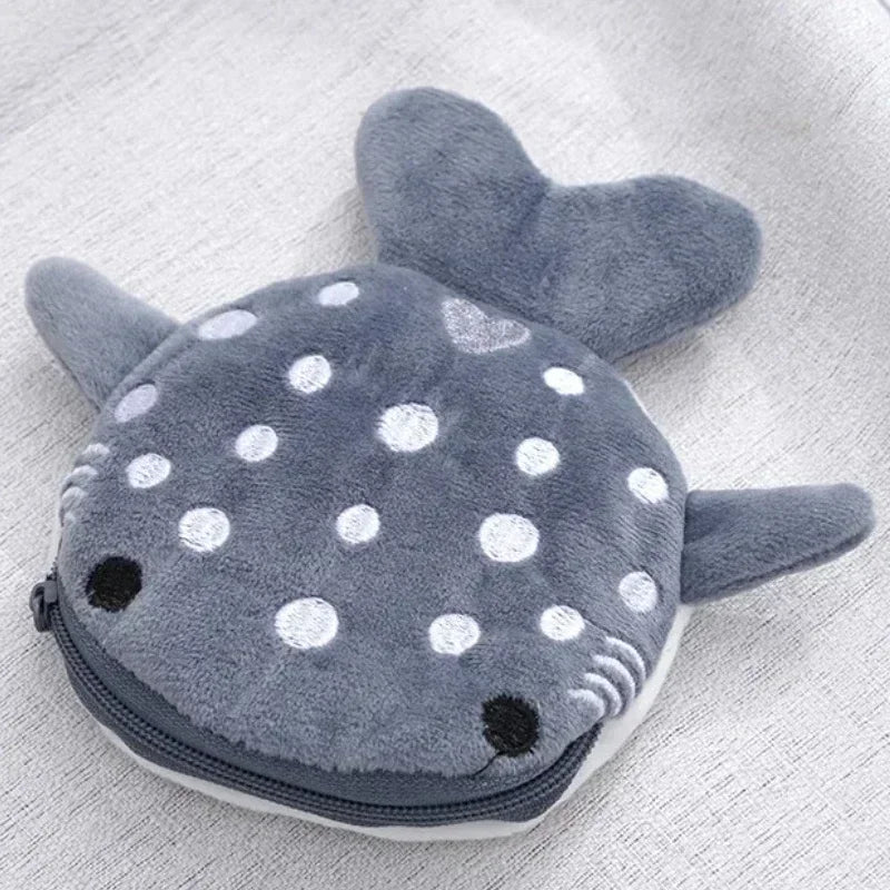 Cartoon Cute Whale Shark Coin Purse Kawaii Wallet Portable Plush Coin Bag Key Earphone Coin Organizer Pouch Zipper Bag