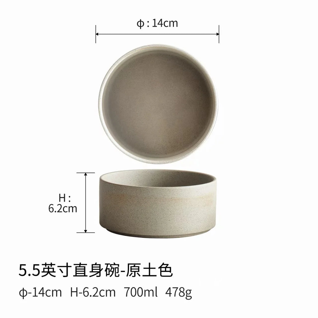 Retro Raw Earth Speckled Matte Ceramic Straight Bowl 4.3&5.5in Japanese Stoneware Rice Soup Noodle Side Dish Serving Bowl