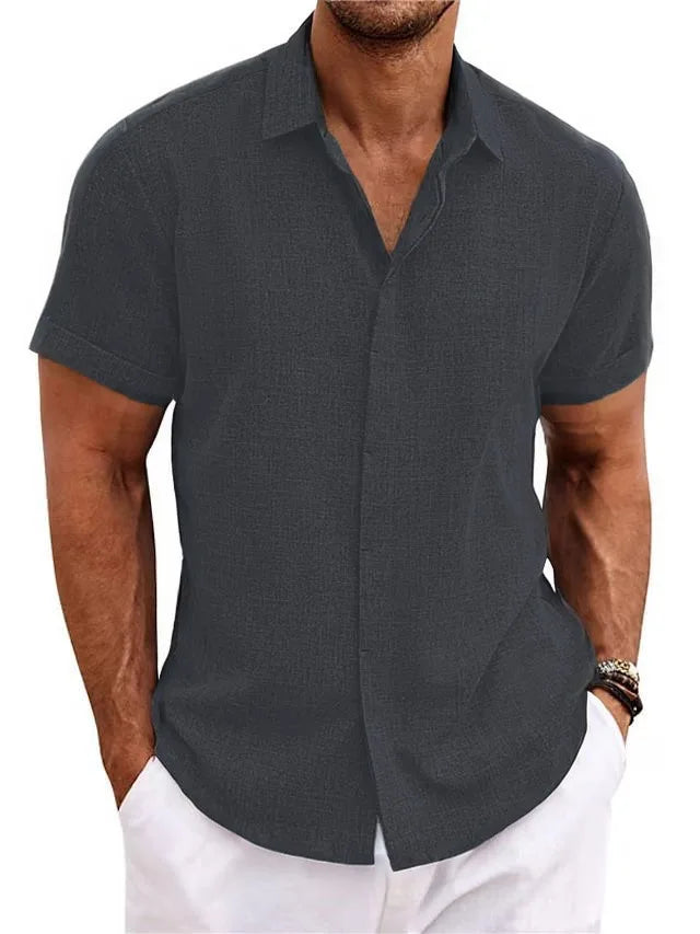 Men's Cotton Linen Short Sleeved Shirt Summer Casual Camisas Harajuku Blusas Mens Shirts Fashion Tops Men Clothing Streetwear