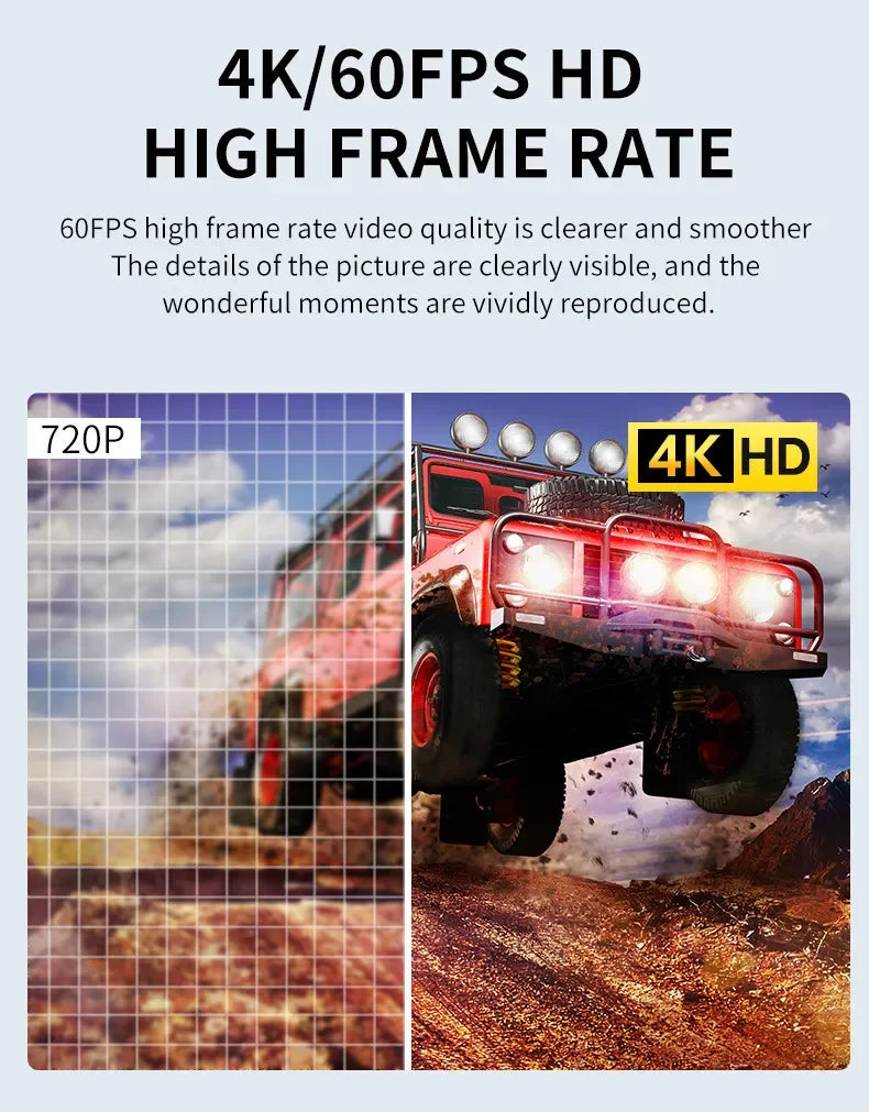 4K 60FPS Ultar HD Mini Action Camera Wifi Remote Control Screen Waterproof DV Sport Camcorder Drive Recorder Wireless Webcam V8