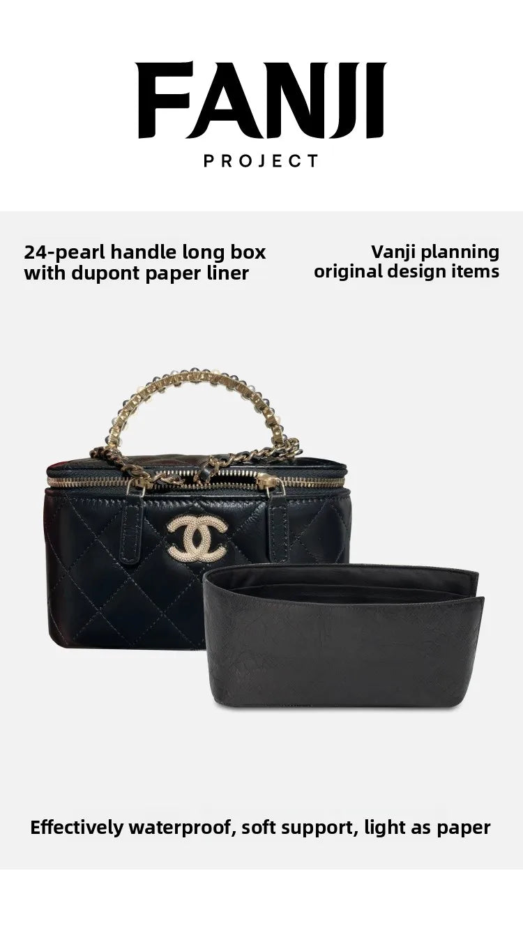 Lightweight Long Box Bag  24P Pearl Handle Organizer Dupont Paper Inner Liner Storage Solution for Cosmetic Bags