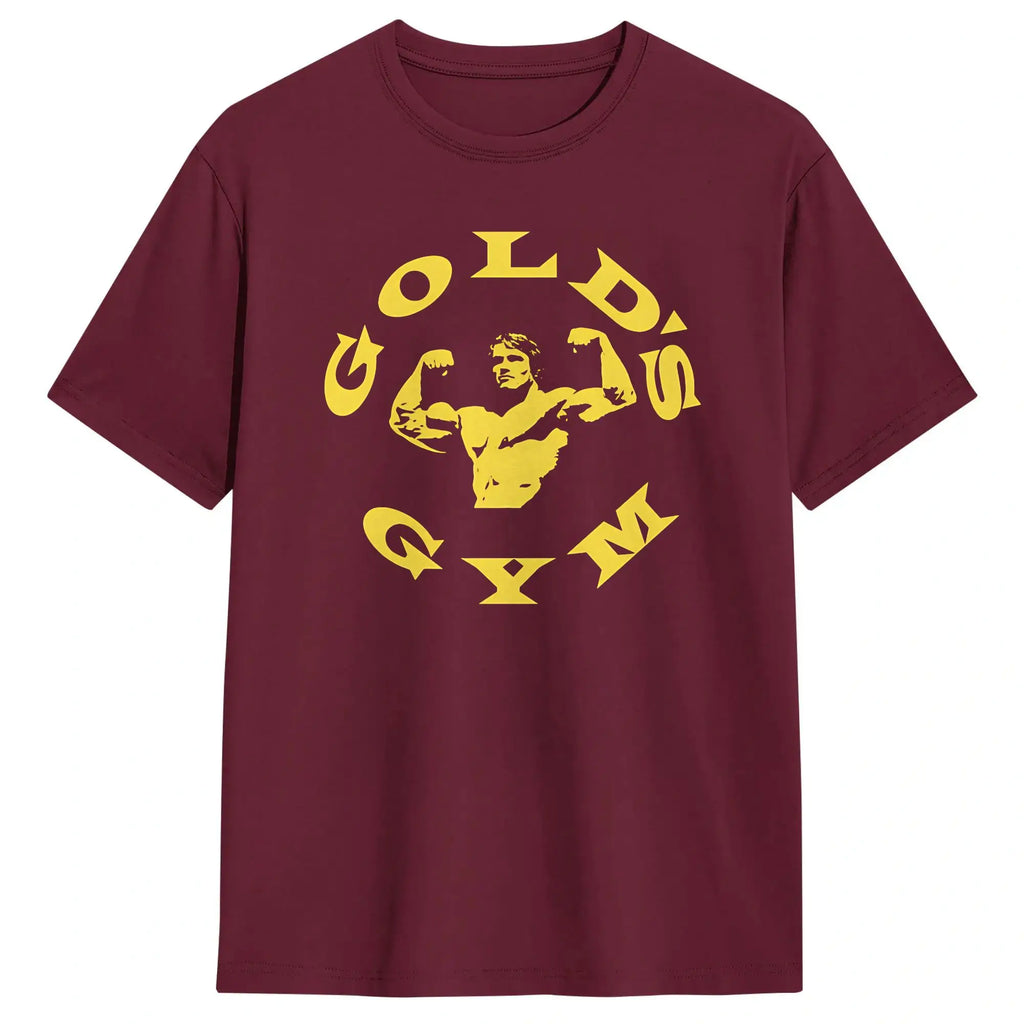 Men T-Shirts Arnold Schwarzenegger Golds Gym Casual 100% Cotton Tees Short Sleeve  T Shirt Crew Neck Tops 6XL