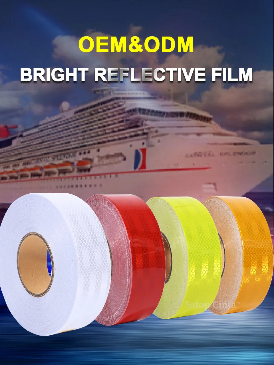 2''x17FT Reflective Strips Car Stickers PET Self-adhesive White Reflect Decal Light Reflector For Things Waterproof Bicycle Tape