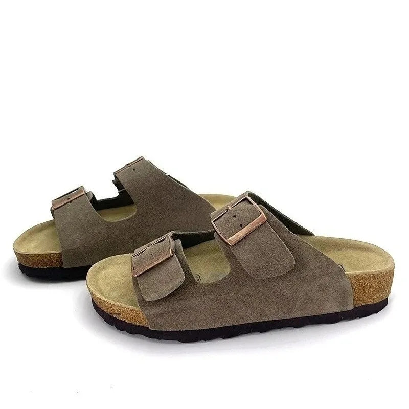 High-quality Vintage Fashion Suede Leather Sandals, Unisex, Spring and Autumn Trendy Premium Slippers