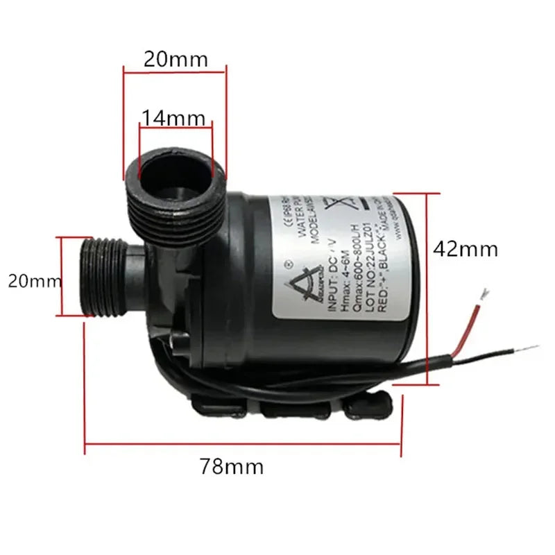 Water Pump 12V DC 24V Mini Brass Quick Joint Brushless Heater Solar Hot Water Pumps 1/2' The Fish Tank Submersible Pump