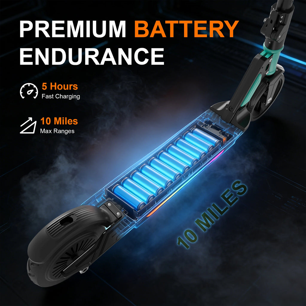 SIMATE S7pro Electric Scooter for Kids Aged 6-12, 5/8/12MPH Speed, Dual Brake System, 3 Heights (S7Pro), Colorful Lights, LED Display, 250W Motor Kids Scooter