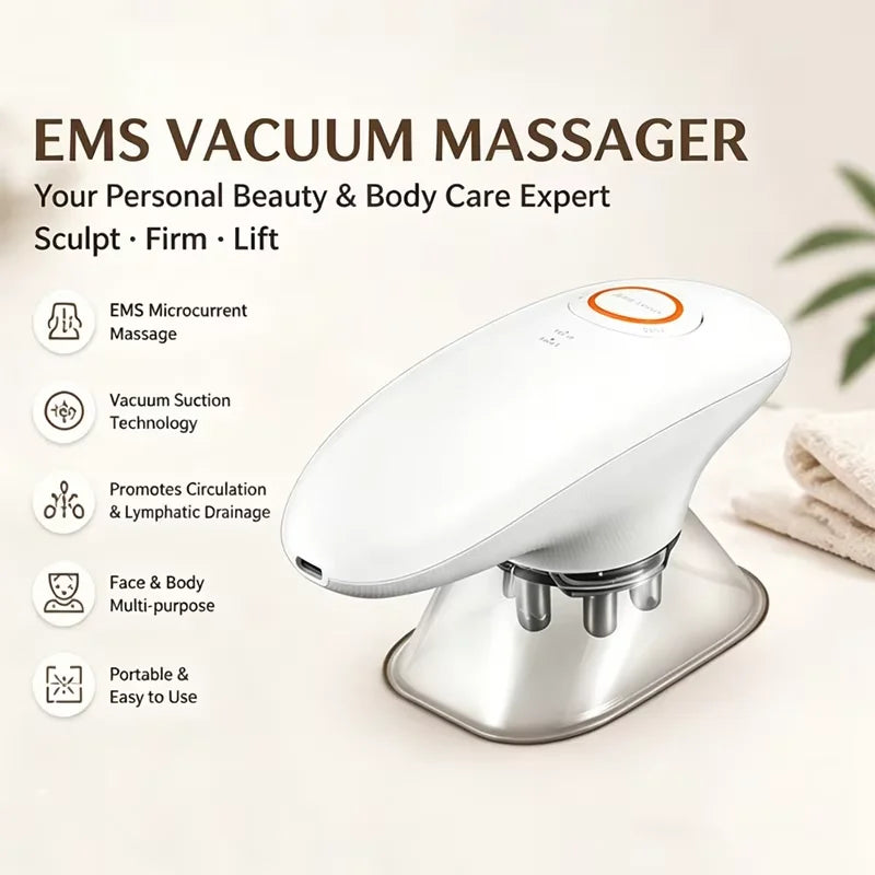 EMS Body Face Suction Massager Vacuum Anti Cellulite Slimming Device Microcurrent Beauty Machine Portable Rechargeable