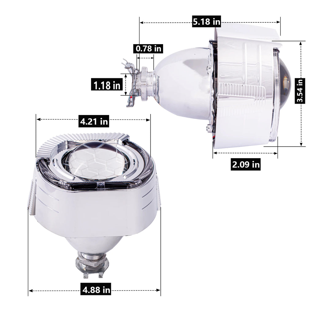 2.5 Inch Blue Coating Honeycomb Projector Lens DRL LED Angel Eyes Shrouds Fit H1 H4 H7 Car Headlamp Retrofit Accessories Styling